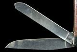 Pocketknife With Fossil Dinosaur Bone (Gembone) Inlays #115044-5